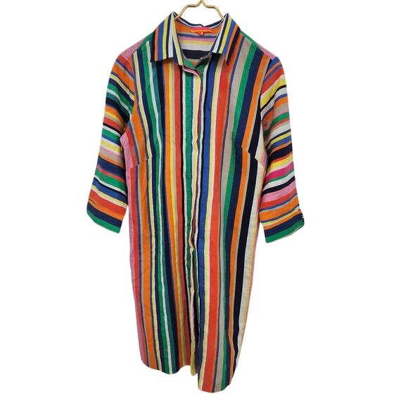 Vilagallo Linen Blend Striped Dress Size‎ 48 Casual Comfort Summer - Picture 2 of 14